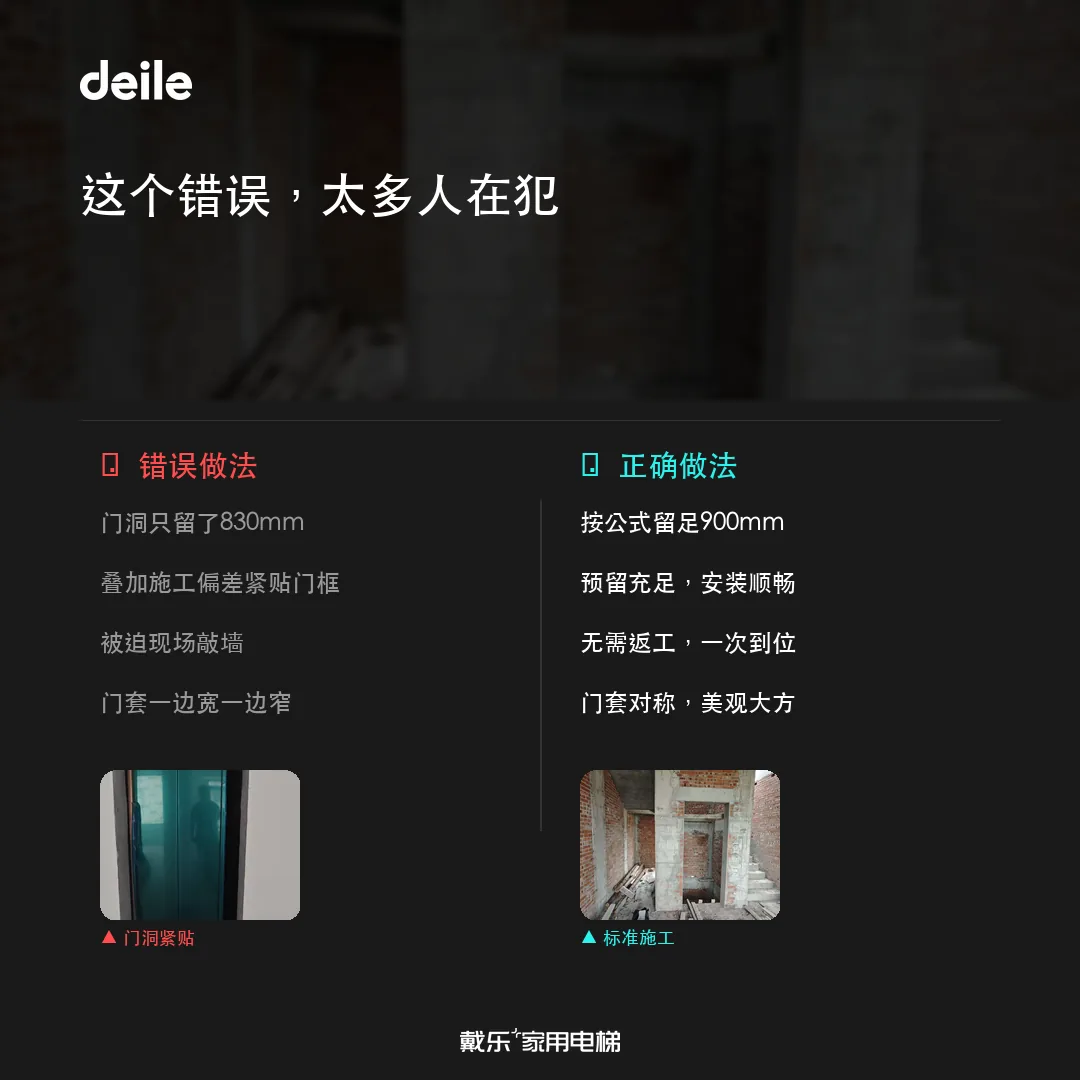 戴乐家用电梯工程干货-门洞尺寸